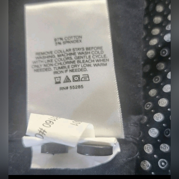 M13 Express Men's Black Button-Down W White Microdots Dress Shirt Long Sleeves - Picture 8 of 9